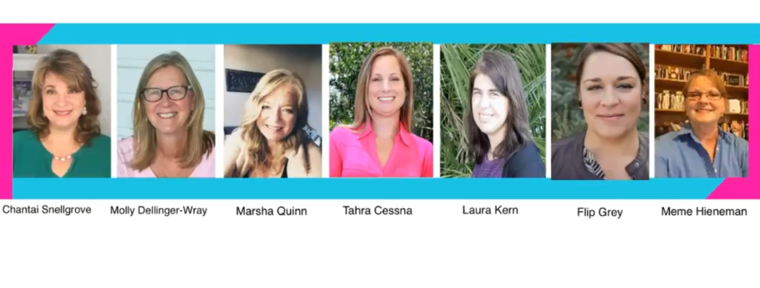 Headshots of the Family Live Chat speakers: Chantai Snellgrove, Molly Dellinger-Wray, Marsha Quinn, Tahra Cessna, Laura Kern, Flip Grey, and Meme Hieneman